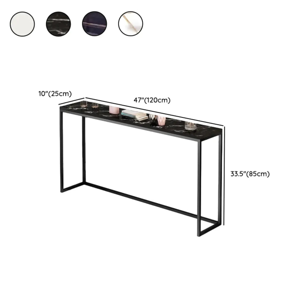 Tables de bar minimalistes en métal noir avec plateau en pierre