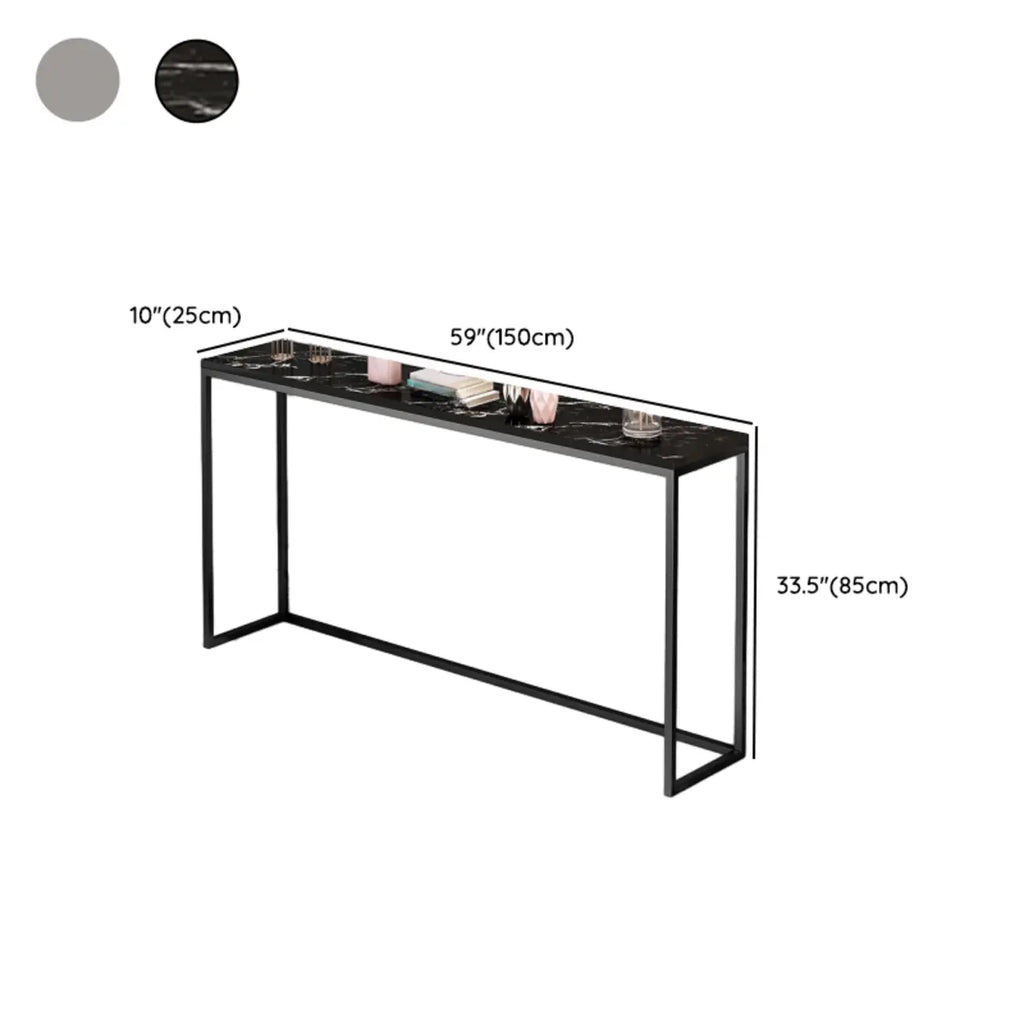 Tables de bar minimalistes en métal noir avec plateau en pierre