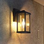 Applique murale extérieure LED rectangulaire en métal de style industriel avec abat-jour en verre