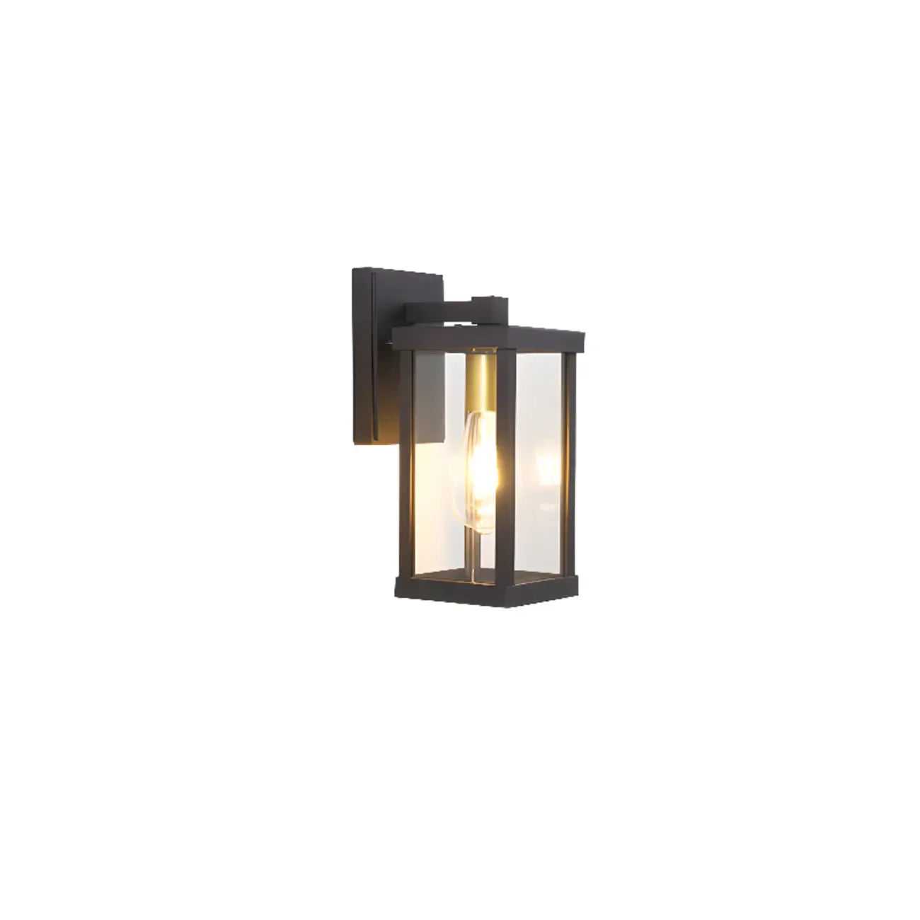 Applique murale extérieure LED rectangulaire en métal de style industriel avec abat-jour en verre