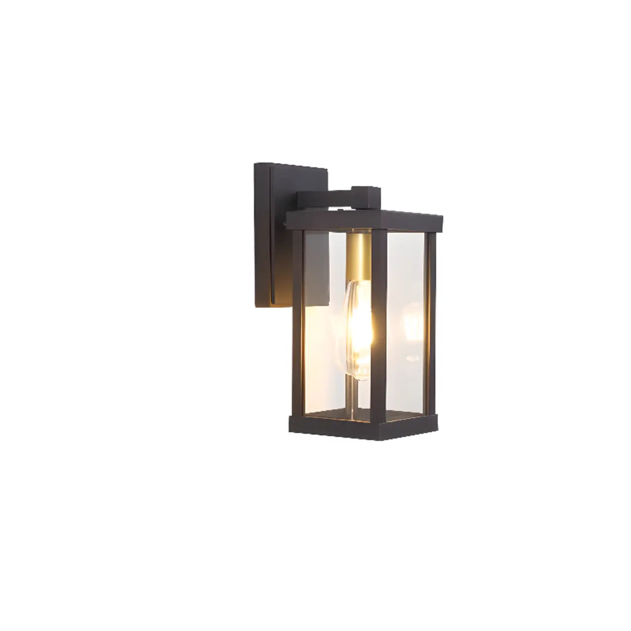 Applique murale extérieure LED rectangulaire en métal de style industriel avec abat-jour en verre