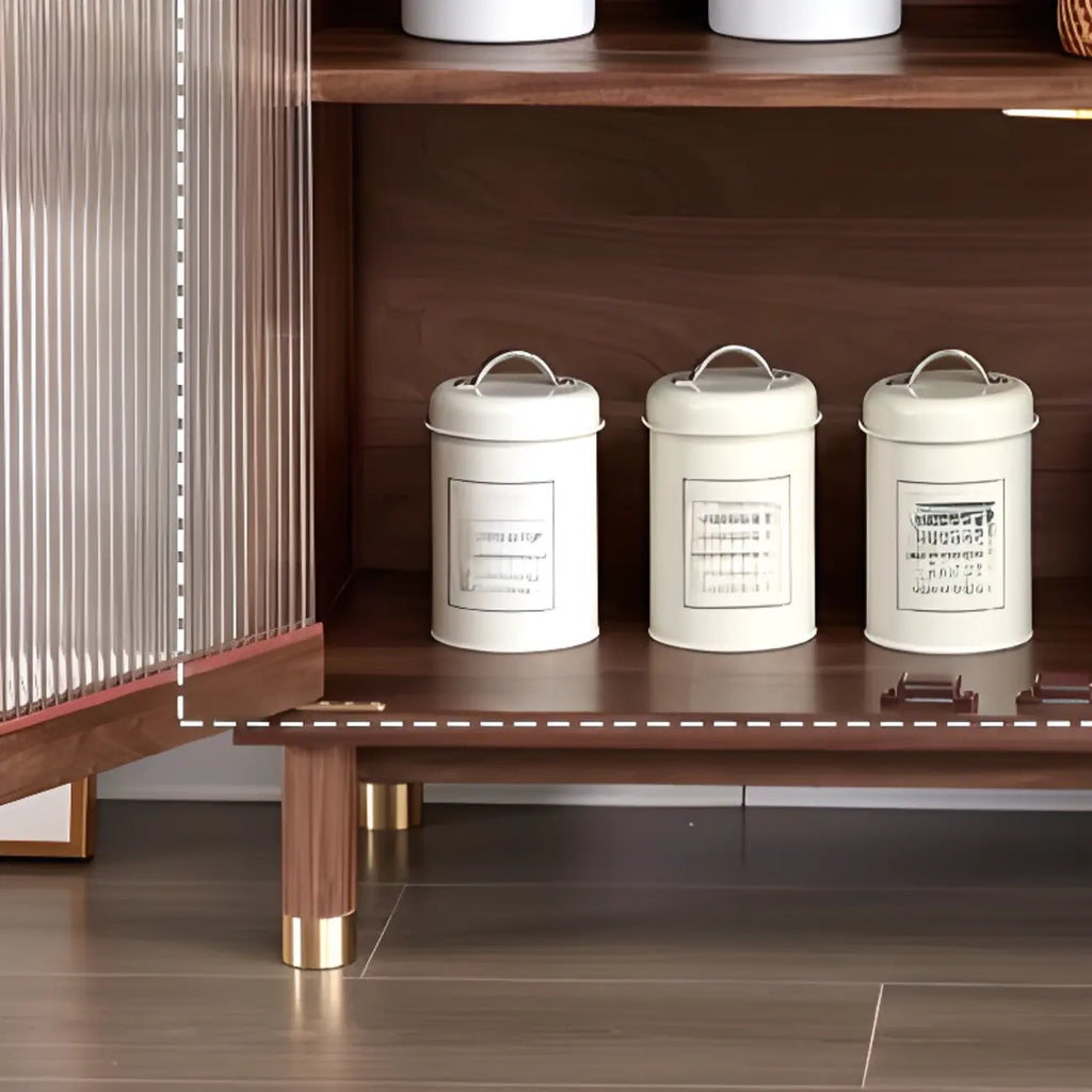 Armoire de rangement moderne en bois brun avec porte en verre et étagère réglable