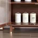 Armoire de rangement moderne en bois brun avec porte en verre et étagère réglable
