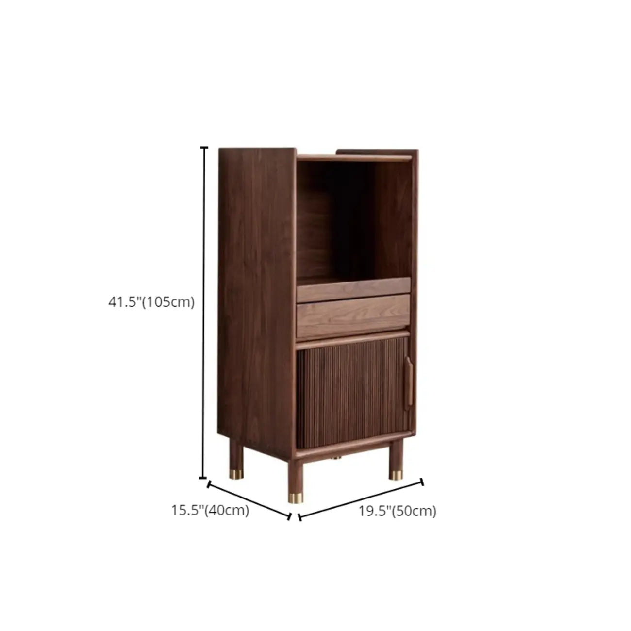 Armoire de rangement moderne en bois brun avec porte en verre et étagère réglable