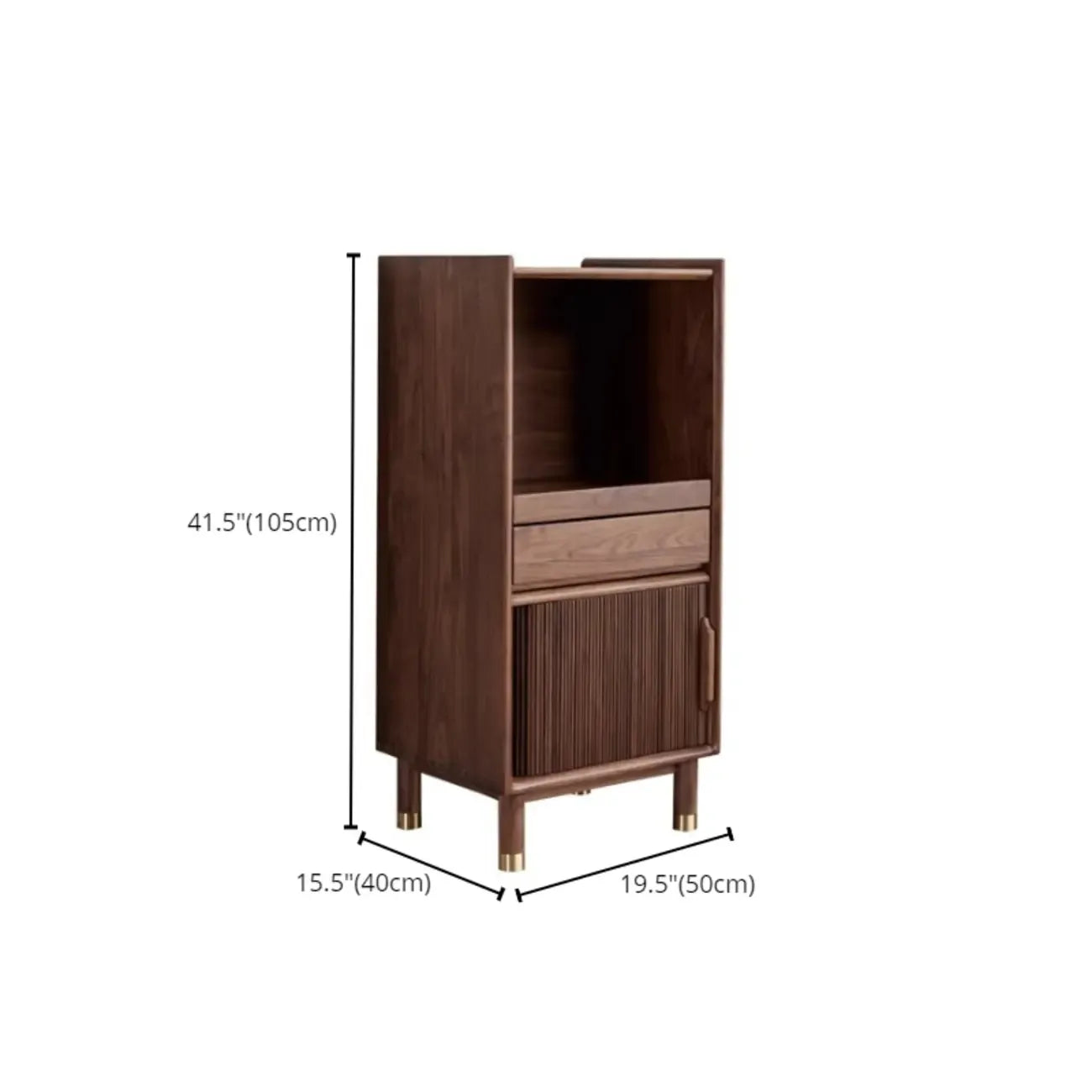 Armoire de rangement moderne en bois brun avec porte en verre et étagère réglable
