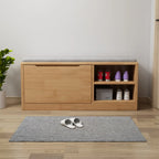 Banc de rangement à chaussures d'entrée en bois massif avec abattant