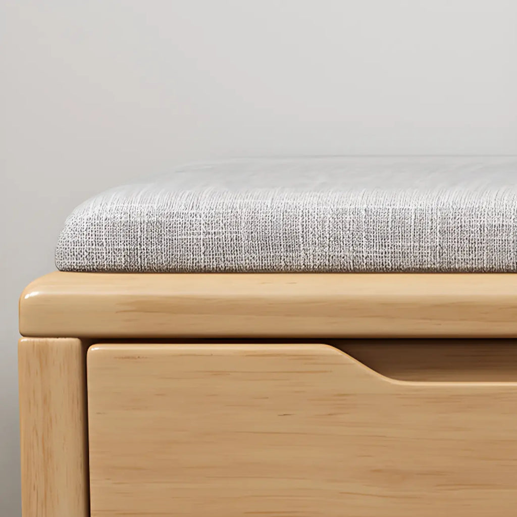 Banc de rangement à chaussures d'entrée en bois massif avec abattant