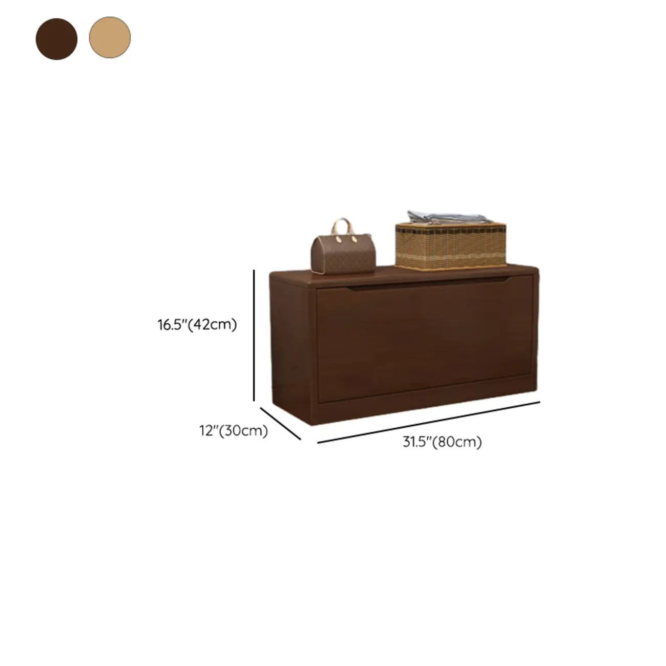 Banc de rangement à chaussures d'entrée en bois massif avec abattant