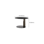 Table basse gigogne ronde en bois brun avec base en acier noir