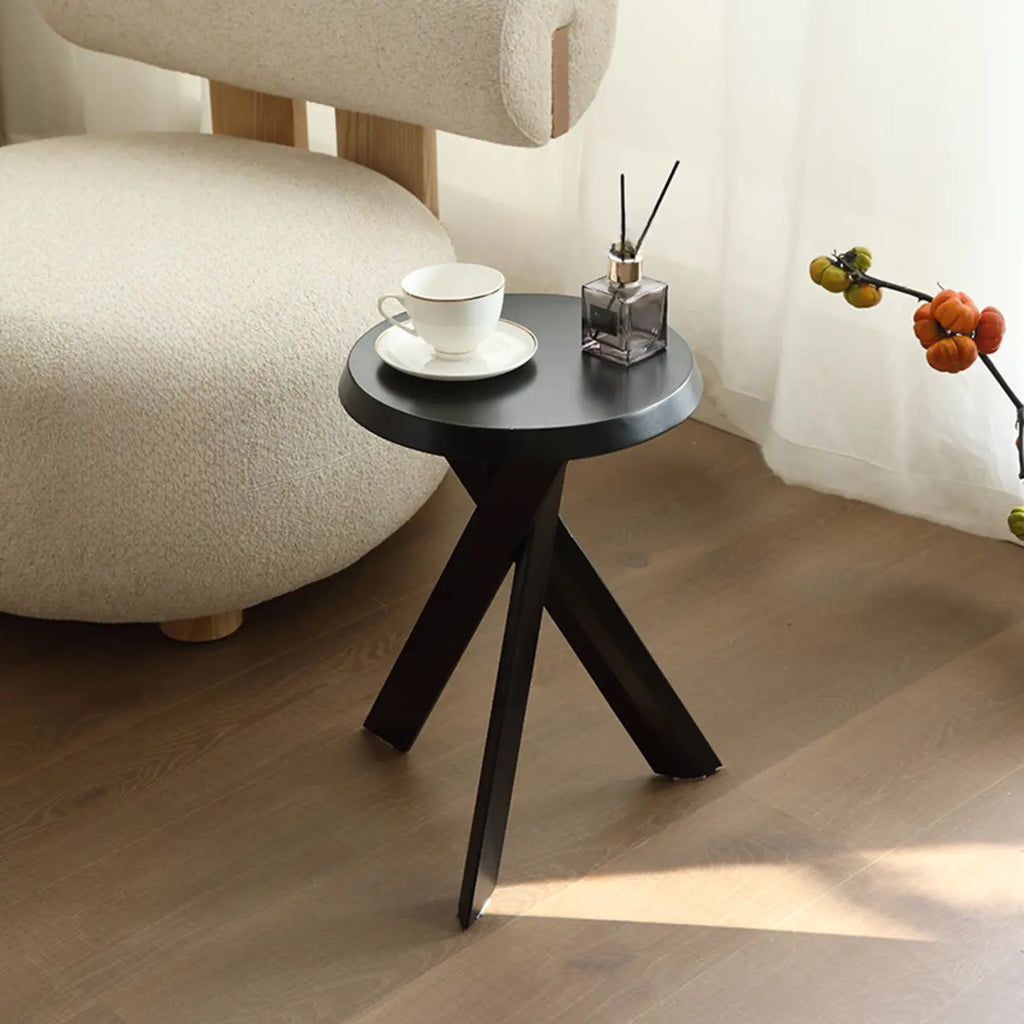 Table d'appoint trépied contemporaine en bois noir