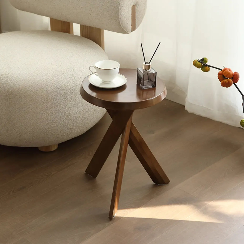Table d'appoint trépied contemporaine en bois noir