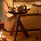 Table d'appoint trépied contemporaine en bois noir