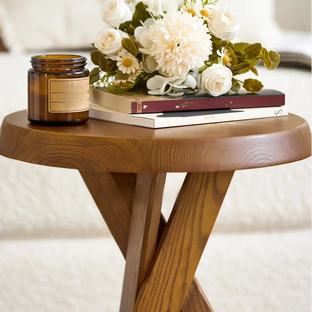 Table d'appoint trépied contemporaine en bois noir