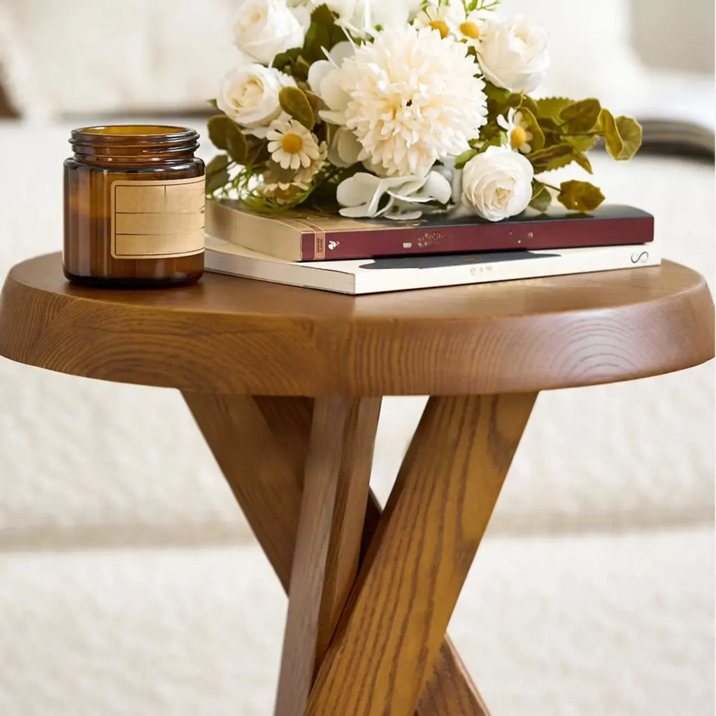 Table d'appoint trépied contemporaine en bois noir
