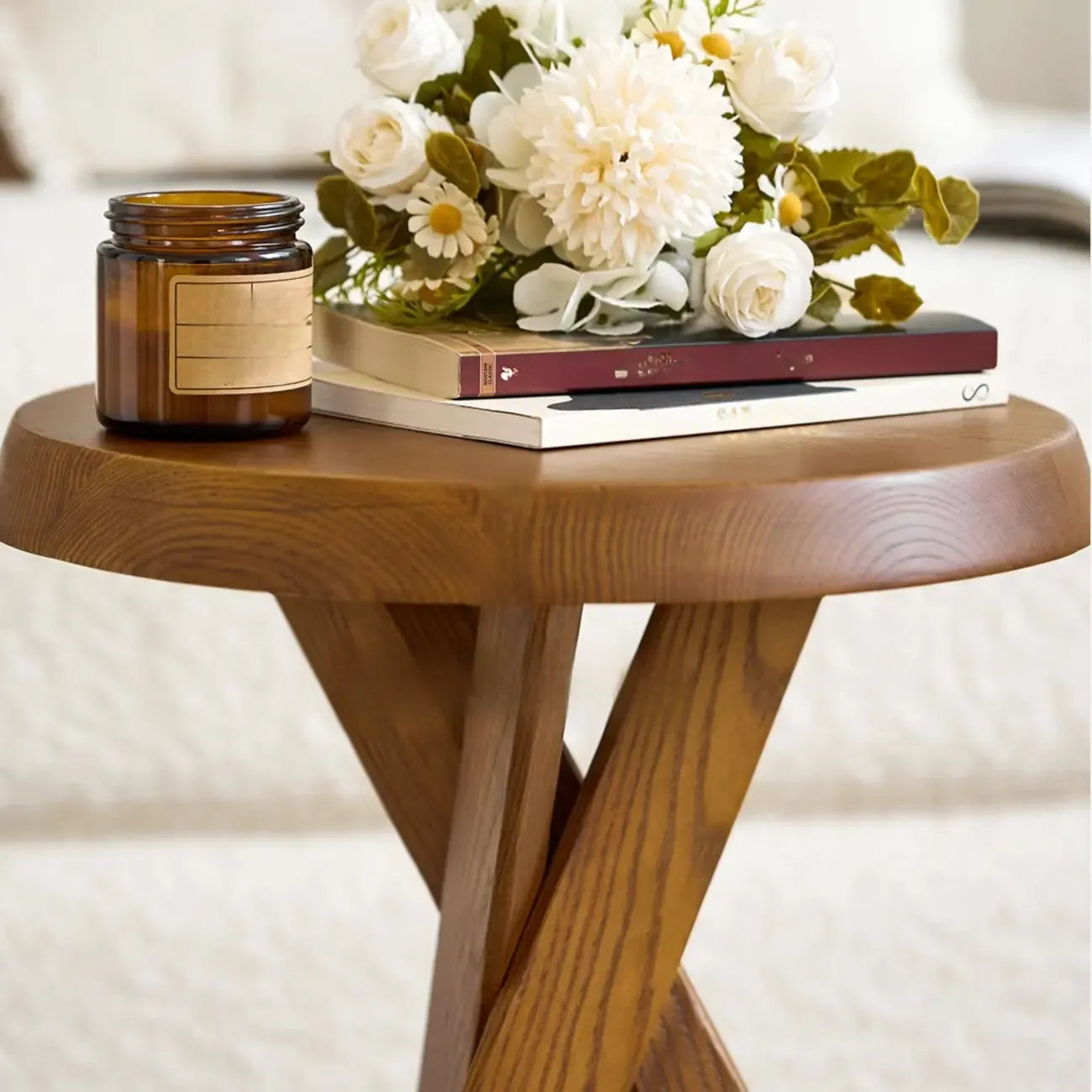 Table d'appoint trépied contemporaine en bois noir