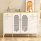 Meuble à chaussures d'entrée en bois blanc avec portes vitrées