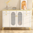 Meuble à chaussures d'entrée en bois blanc avec portes vitrées
