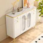 Meuble à chaussures d'entrée en bois blanc avec portes vitrées
