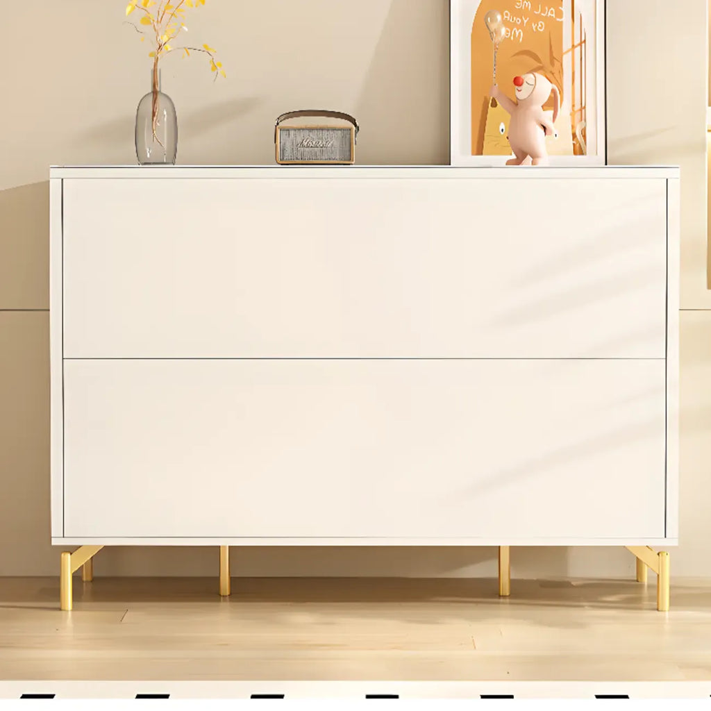 Meuble à chaussures d'entrée en bois blanc avec portes vitrées