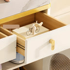 Meuble à chaussures d'entrée en bois blanc avec portes vitrées