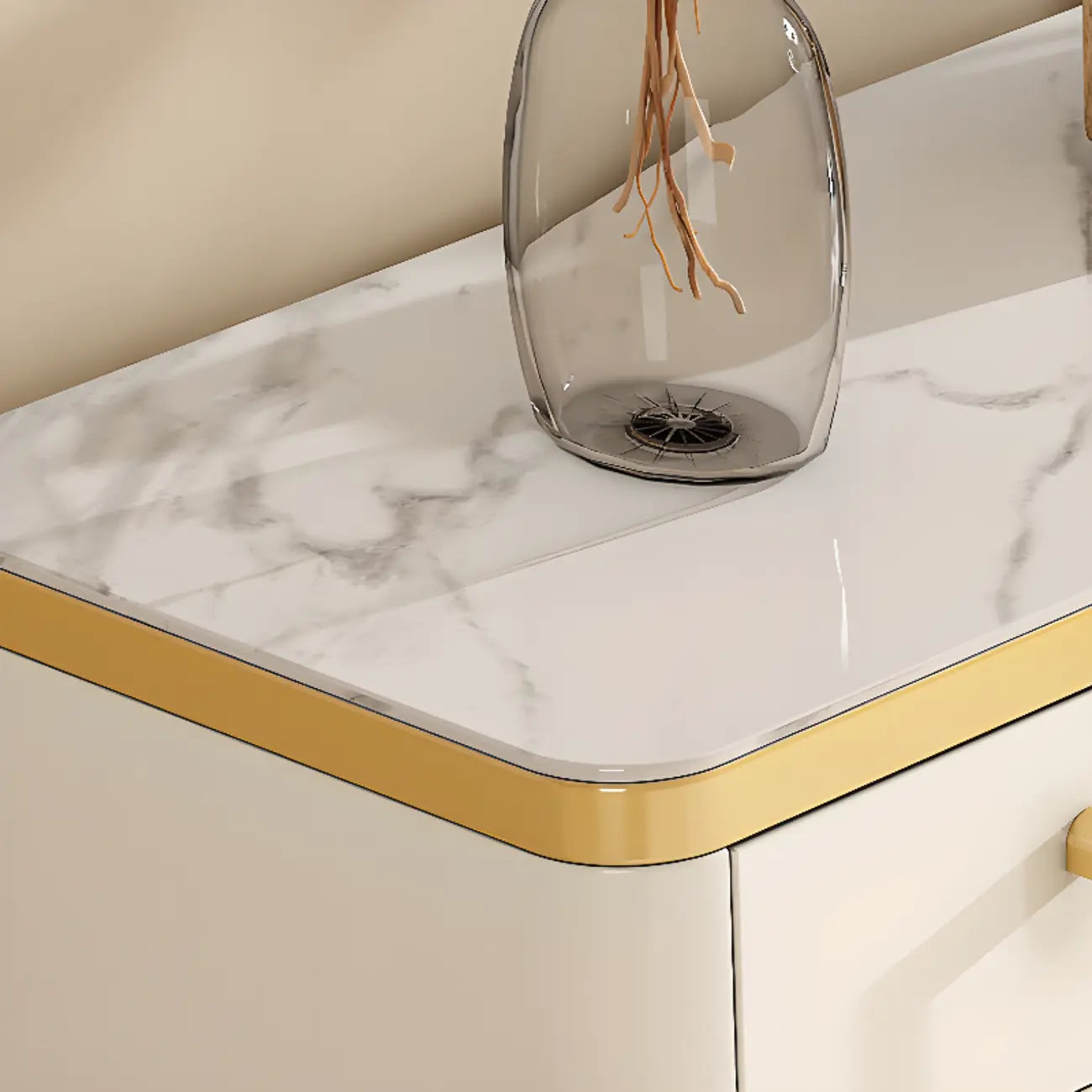 Meuble à chaussures d'entrée en bois blanc avec portes vitrées