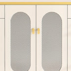 Meuble à chaussures d'entrée en bois blanc avec portes vitrées