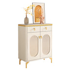 Meuble à chaussures d'entrée en bois blanc avec portes vitrées