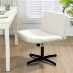 Chaise de bureau pivotante réglable, rembourrée et blanche à dossier bas