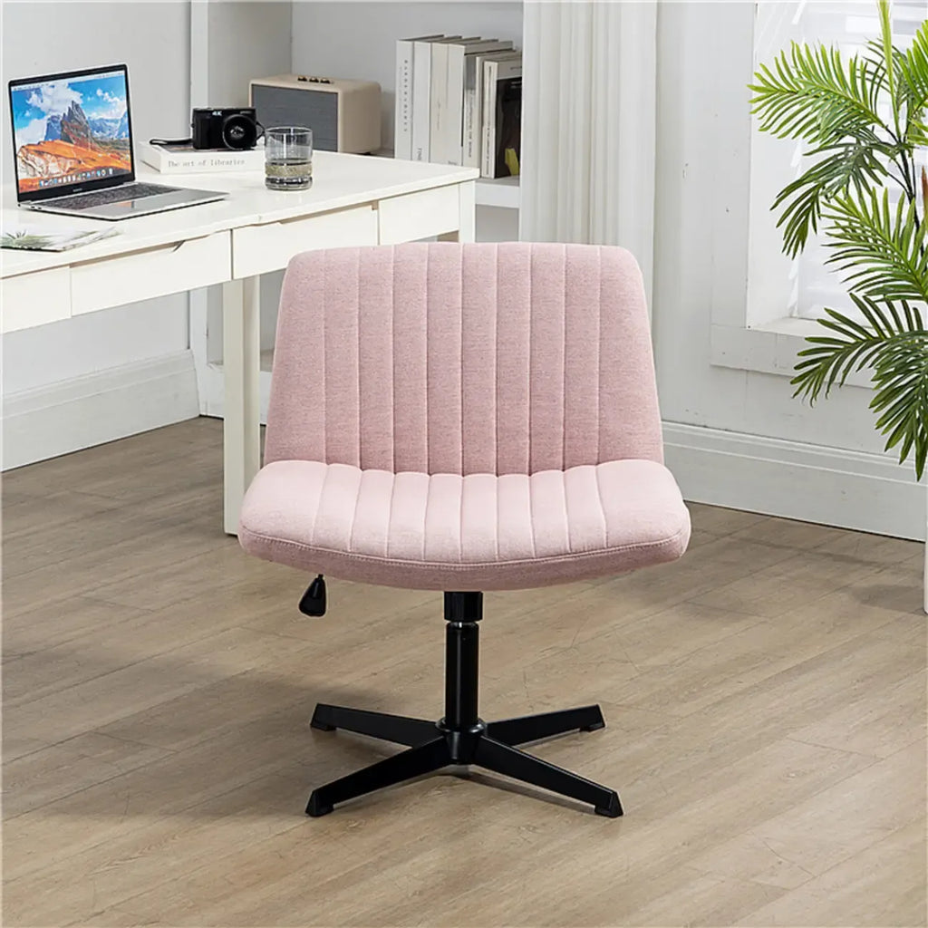 Chaise de bureau pivotante réglable, rembourrée et blanche à dossier bas