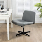 Chaise de bureau pivotante réglable, rembourrée et blanche à dossier bas