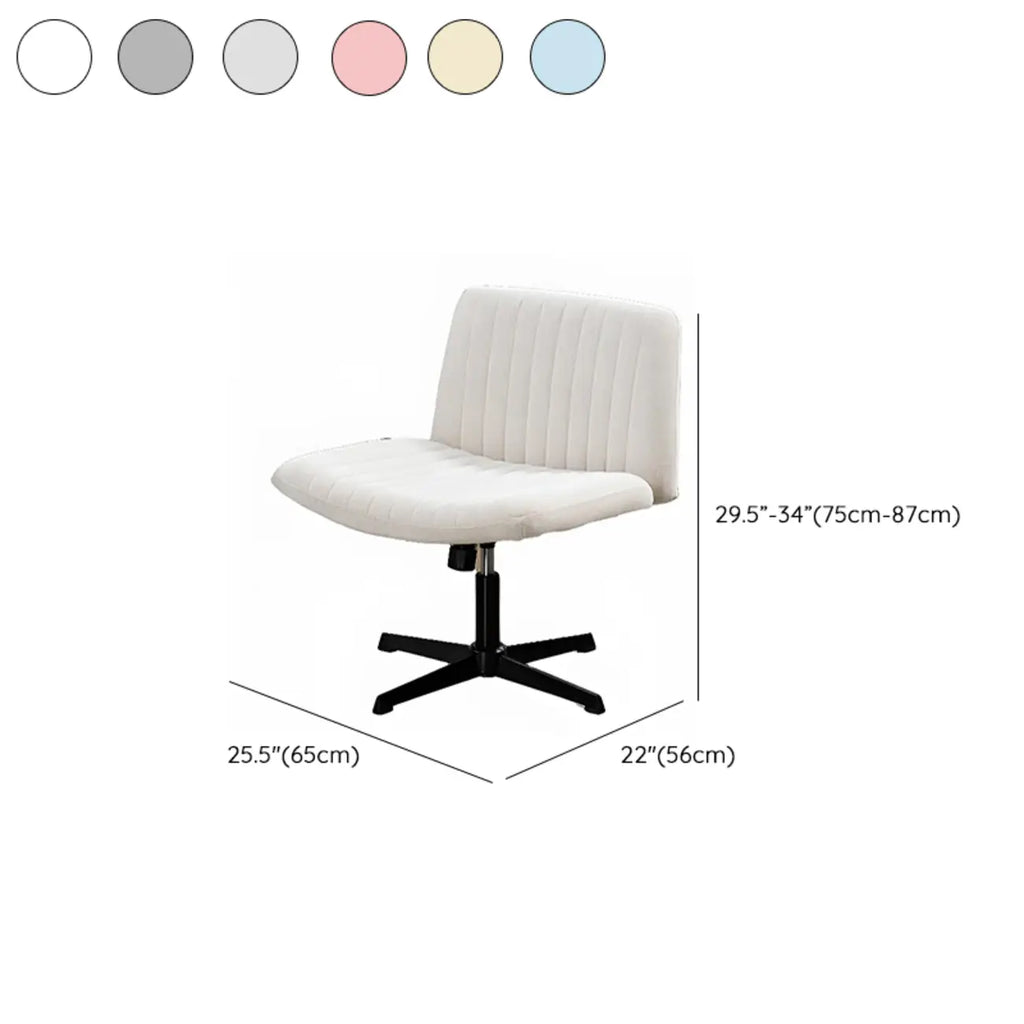 Chaise de bureau pivotante réglable, rembourrée et blanche à dossier bas