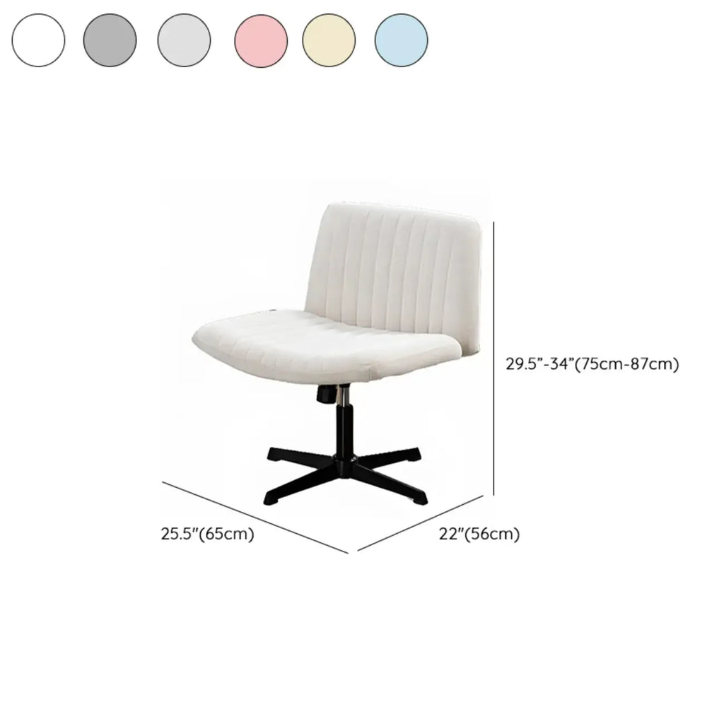 Chaise de bureau pivotante réglable, rembourrée et blanche à dossier bas