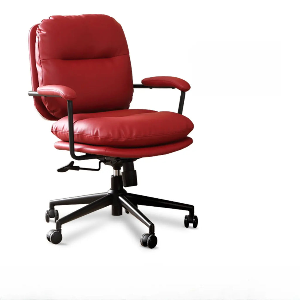 Fauteuil de bureau ergonomique pivotant en cuir beige élégant