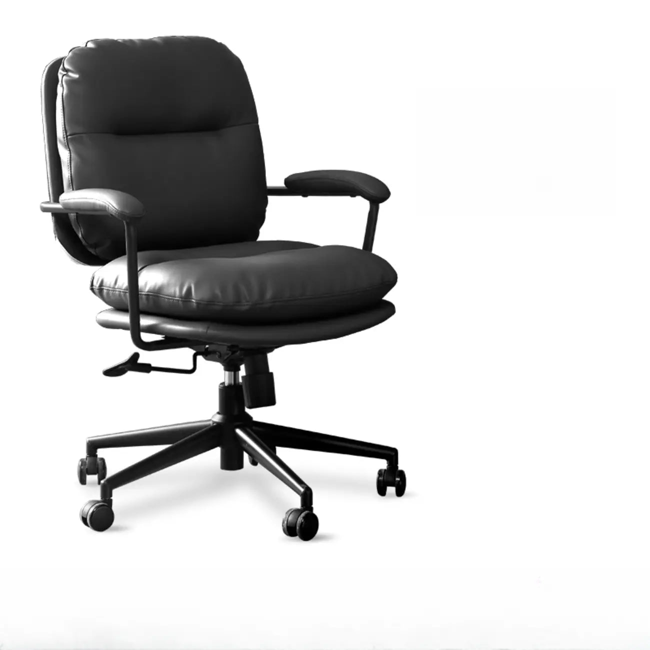 Fauteuil de bureau ergonomique pivotant en cuir beige élégant