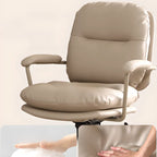 Fauteuil de bureau ergonomique pivotant en cuir beige élégant