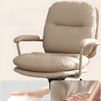 Fauteuil de bureau ergonomique pivotant en cuir beige élégant