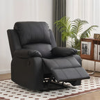 Fauteuil inclinable manuel luxueux en cuir noir avec soutien lombaire