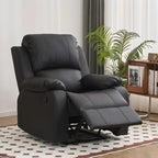 Fauteuil inclinable manuel luxueux en cuir noir avec soutien lombaire