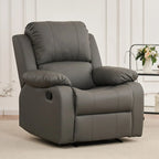Fauteuil inclinable manuel luxueux en cuir noir avec soutien lombaire