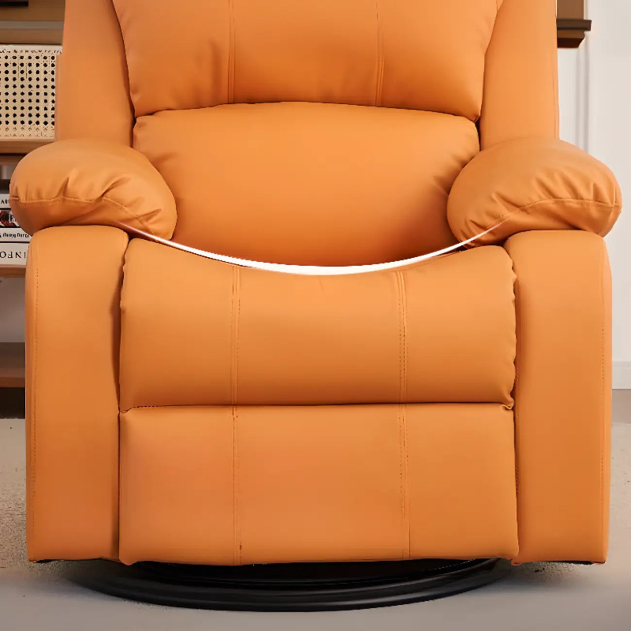 Fauteuil inclinable manuel luxueux en cuir noir avec soutien lombaire