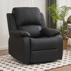Fauteuil inclinable manuel luxueux en cuir noir avec soutien lombaire