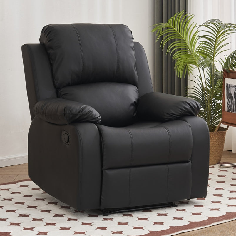 Fauteuil inclinable manuel luxueux en cuir noir avec soutien lombaire