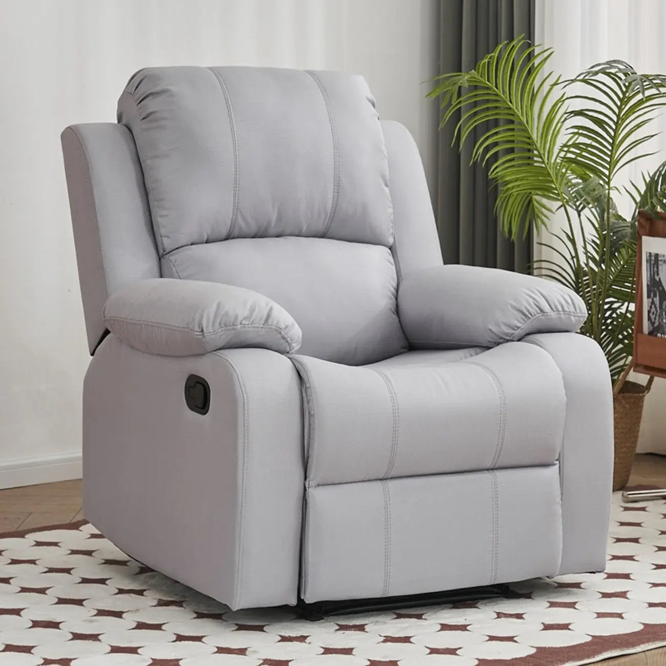 Fauteuil inclinable manuel luxueux en cuir noir avec soutien lombaire