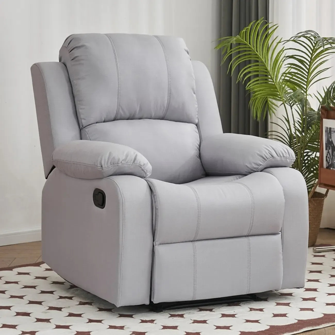 Fauteuil inclinable manuel luxueux en cuir noir avec soutien lombaire