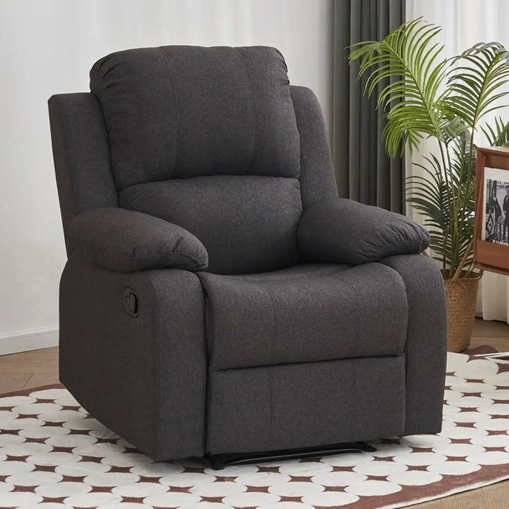 Fauteuil inclinable manuel luxueux en cuir noir avec soutien lombaire