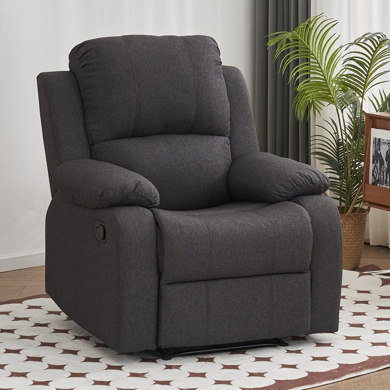 Fauteuil inclinable manuel luxueux en cuir noir avec soutien lombaire
