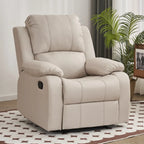 Fauteuil inclinable manuel luxueux en cuir noir avec soutien lombaire