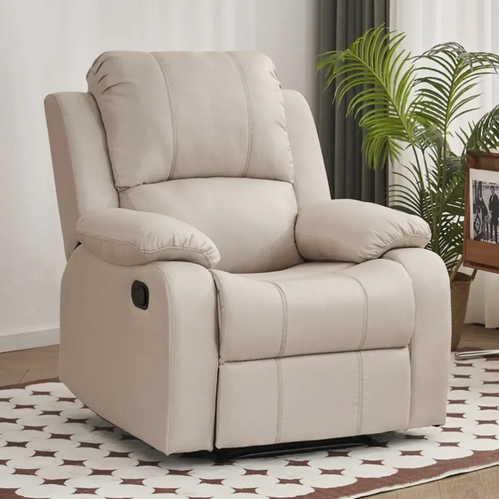 Fauteuil inclinable manuel luxueux en cuir noir avec soutien lombaire