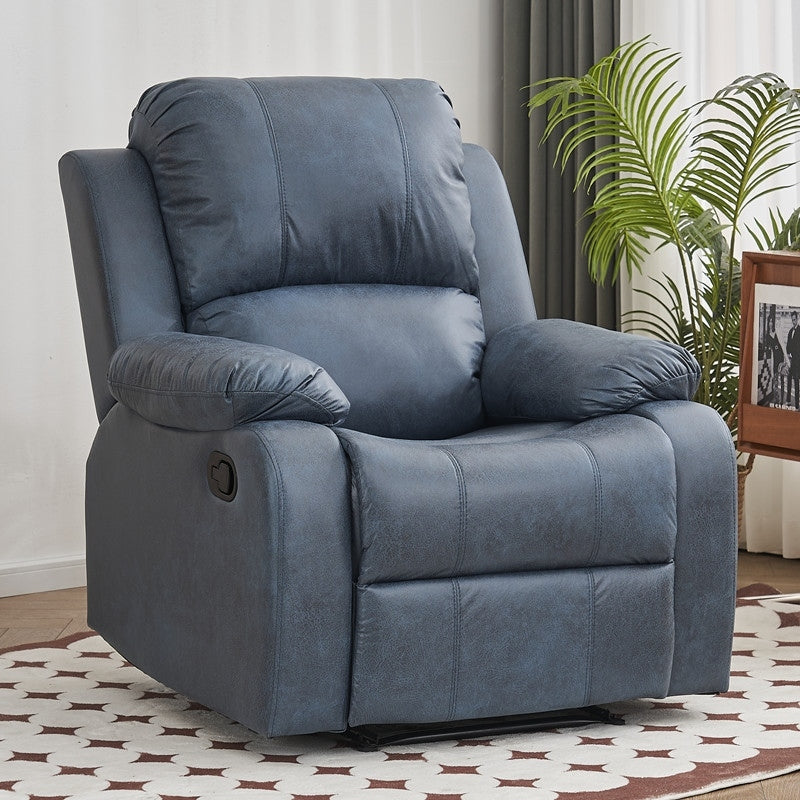 Fauteuil inclinable manuel luxueux en cuir noir avec soutien lombaire
