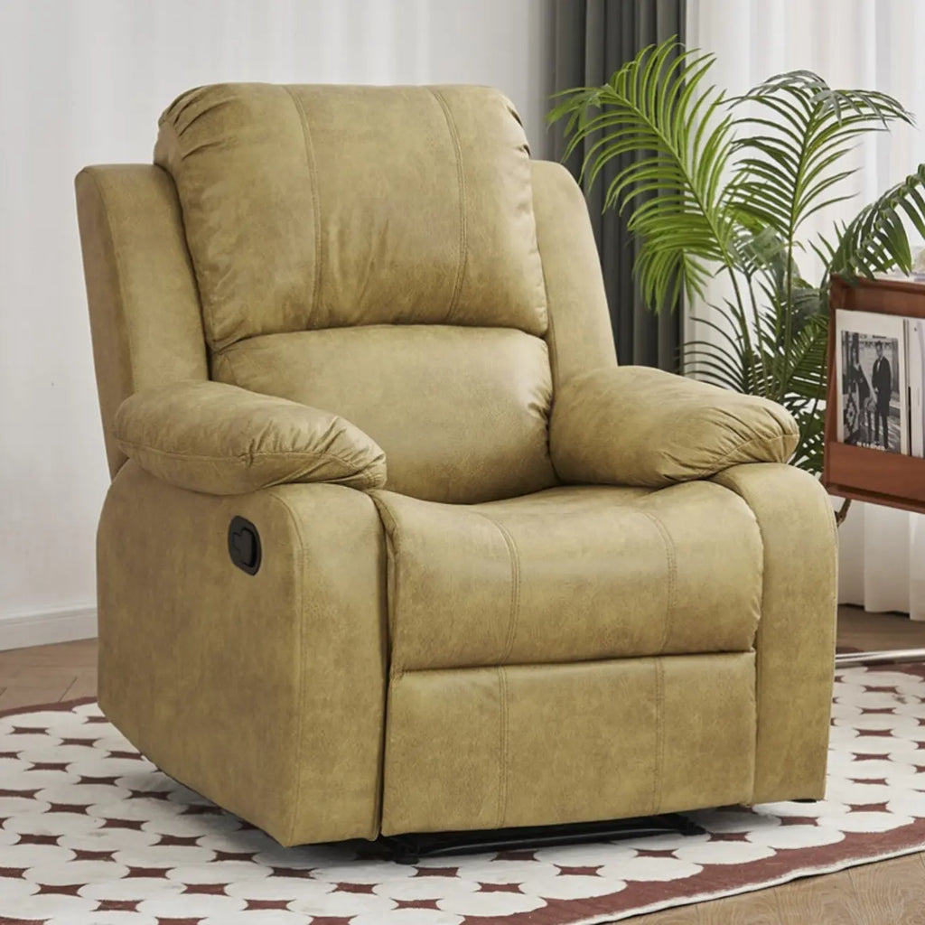 Fauteuil inclinable manuel luxueux en cuir noir avec soutien lombaire